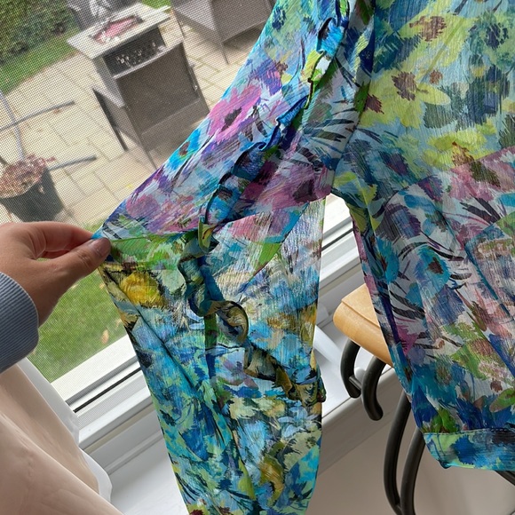 Zara colourful floral wrap style ruffled cropped shirt - Picture 5 of 5